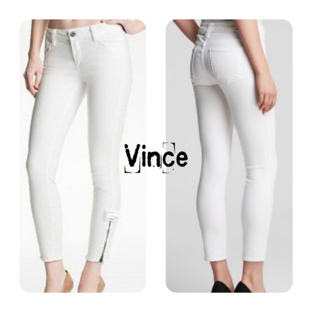 Vince White Zip Ankle Skinny Jeans Size 32